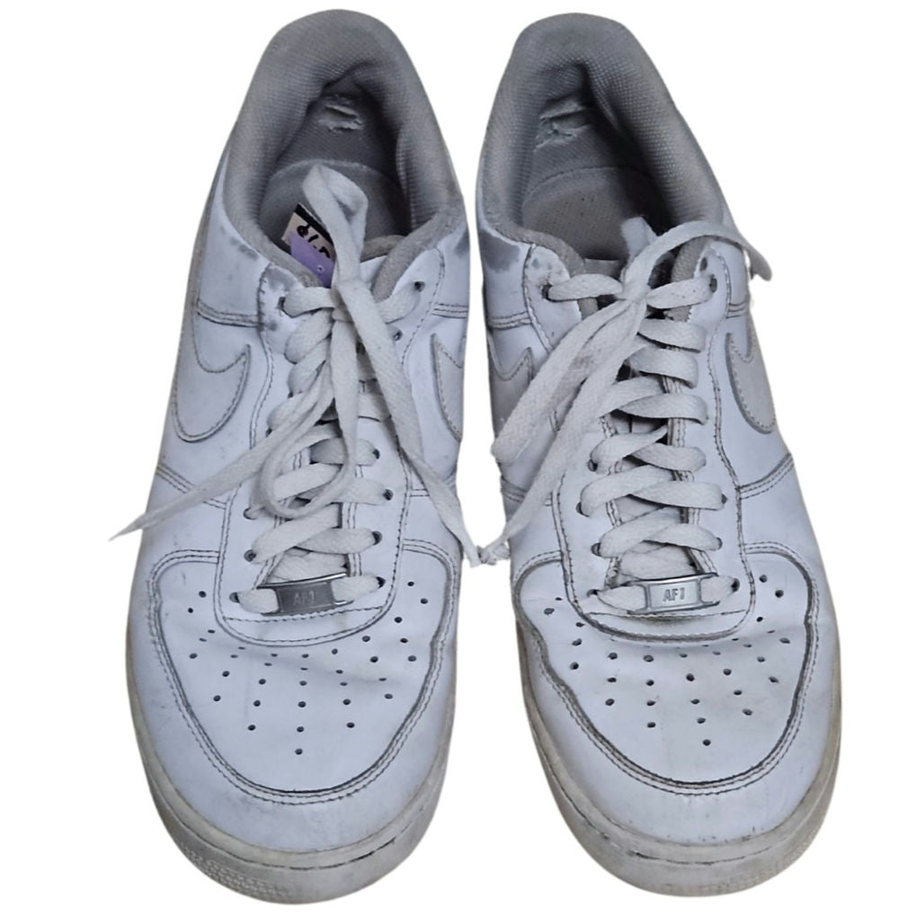 Nike Air Force 1 07 Triple White Lace Up Sneakers Tennis Used Size Men's US 12