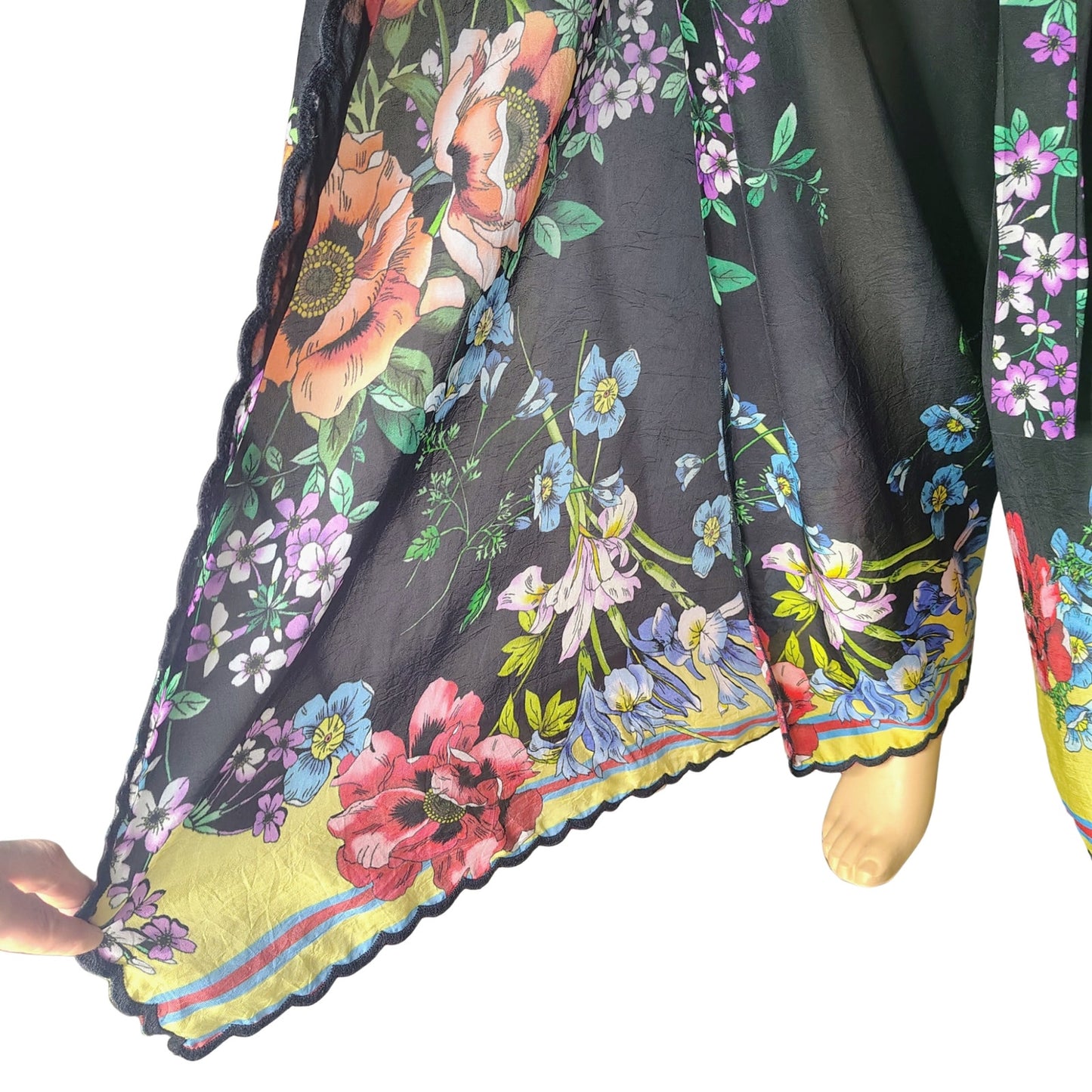 Johnny Was Peonies Flowy Floral Print Pull On Wrap Pants Thigh-High Splits Size XL