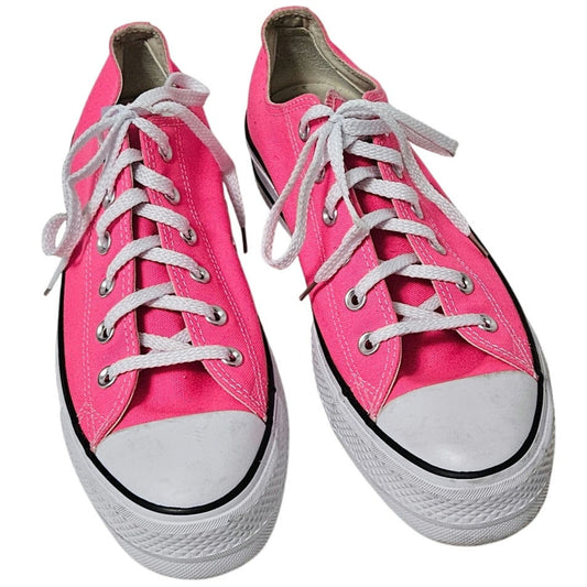 Hot Pink Converse Low Top Lace Up Chuck Taylor All Stars Platform Sneakers