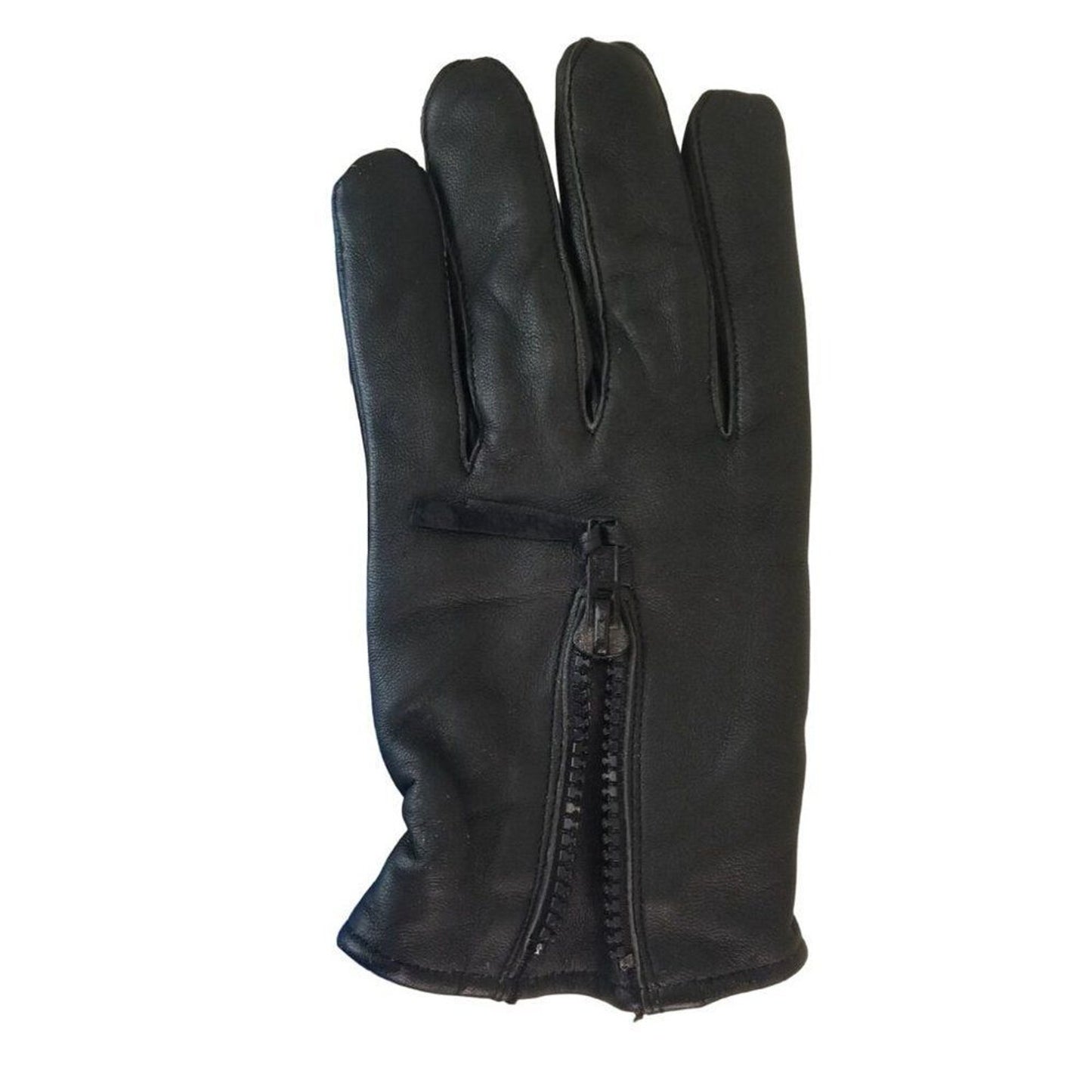 Black Deer Skin Leather Zip + Elastic Wrist Lined Gloves Size Men's Medium