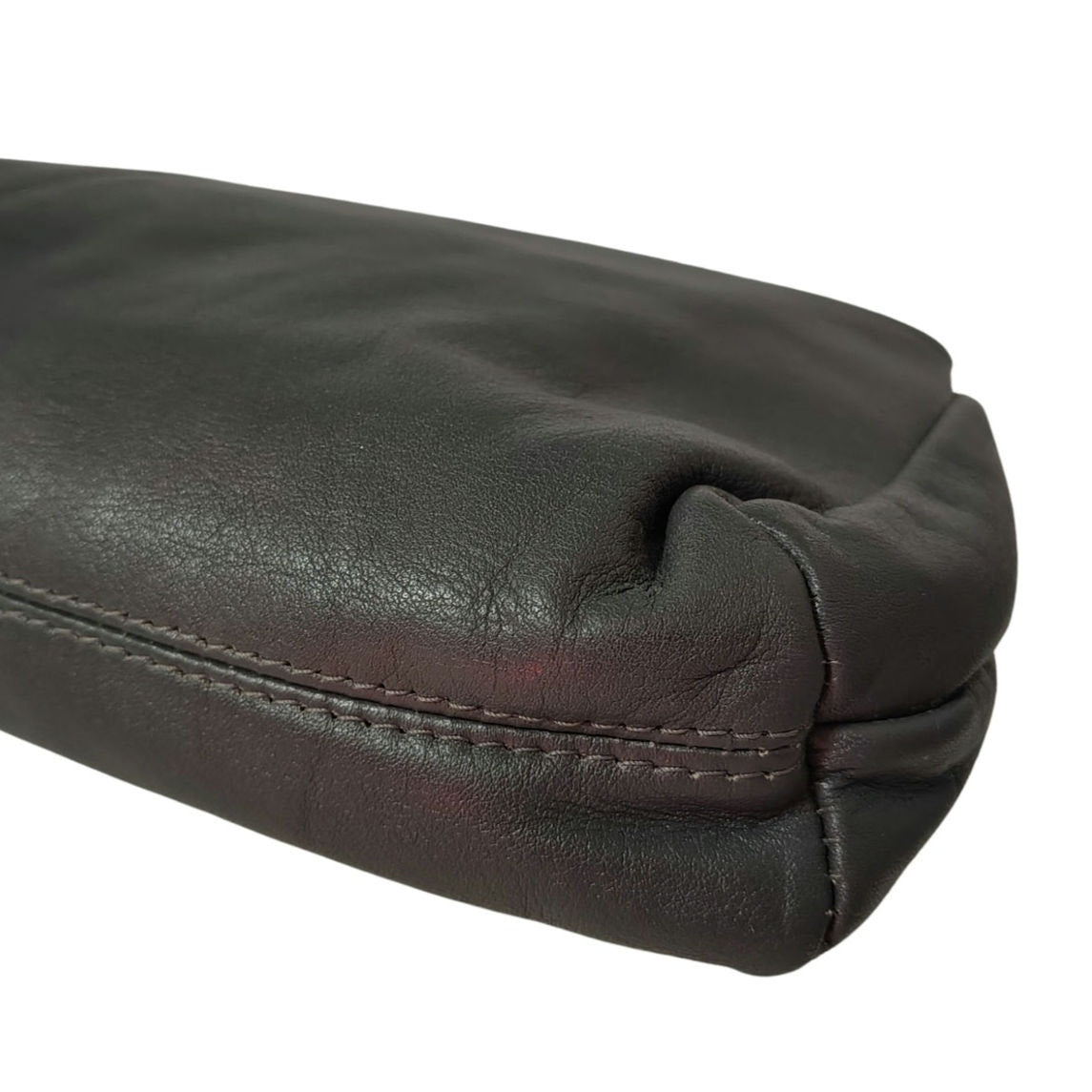 70s Gray Maxi Clutch Faux Leather Foldover Closure Magnetic Clasp 2 Compartments