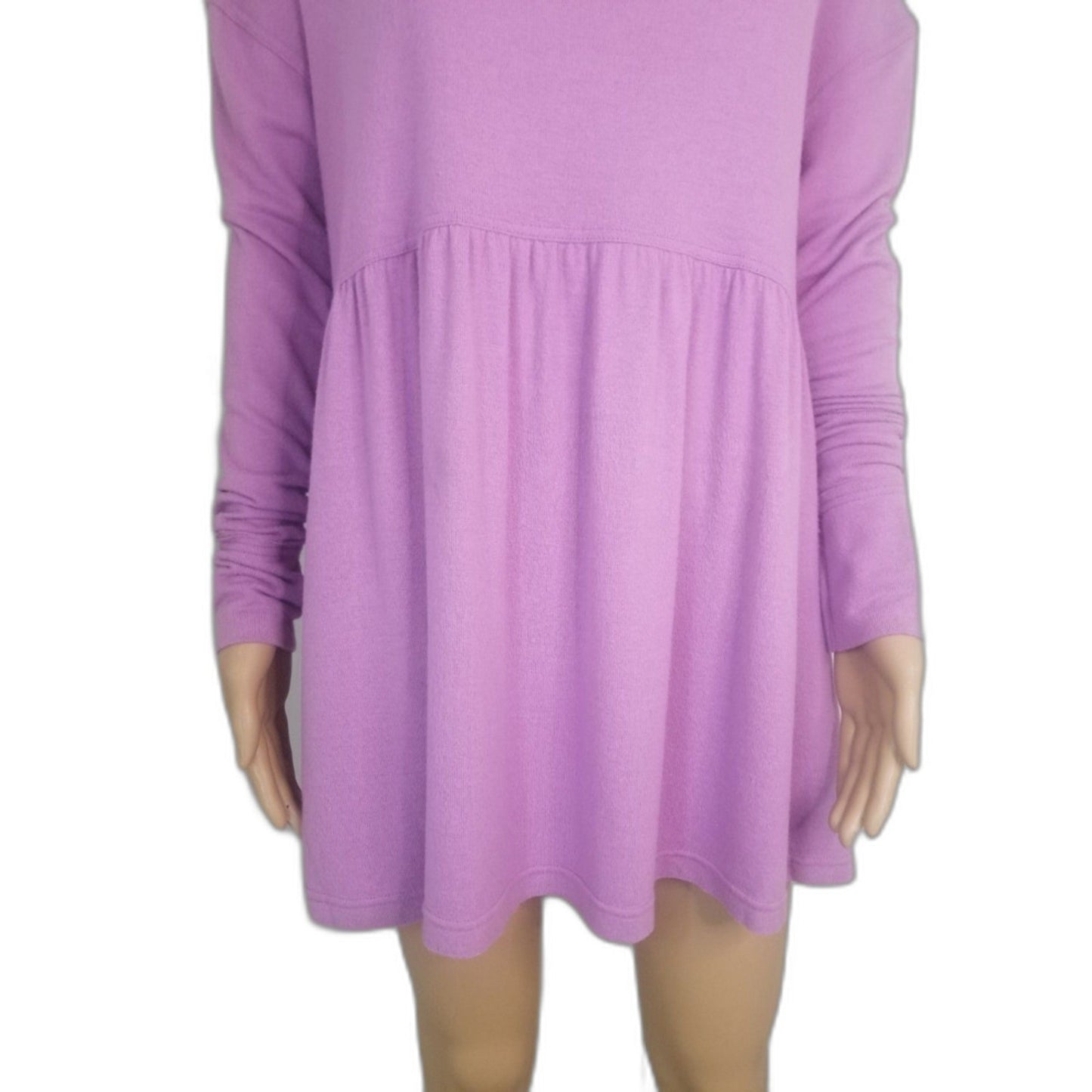 Loose fit Plum Lilac Wide Fit Baby Doll Top Box Cut Long Sleeves Med Free People