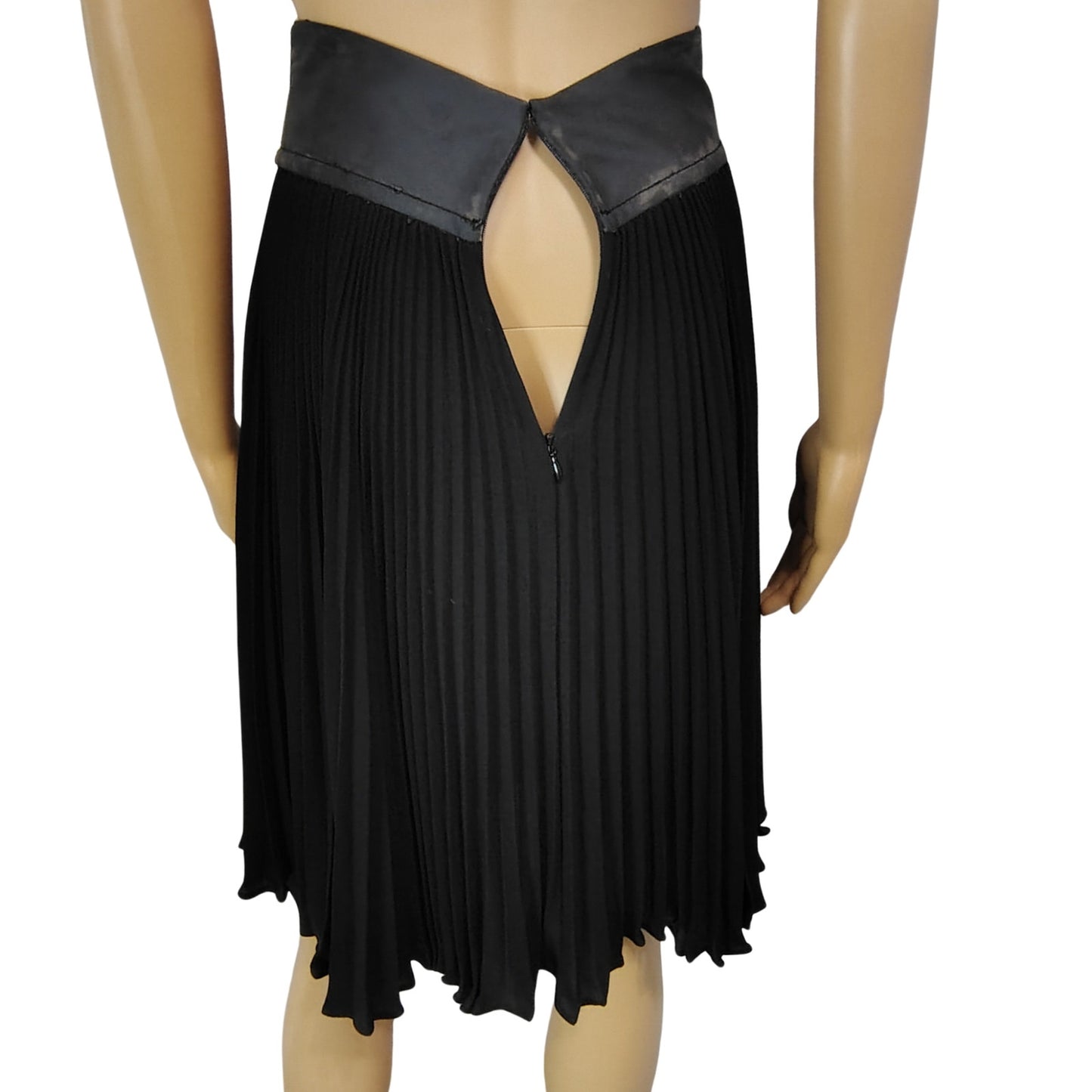 Black Gray High Waisted Pleated Ruffle Full Circle Fit & Flare Skirt Size 0