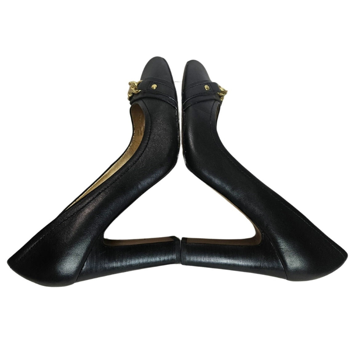 Coach Desaree Dogleash Black Leather Platforms Heels Shoes Women's Size 8.5 B