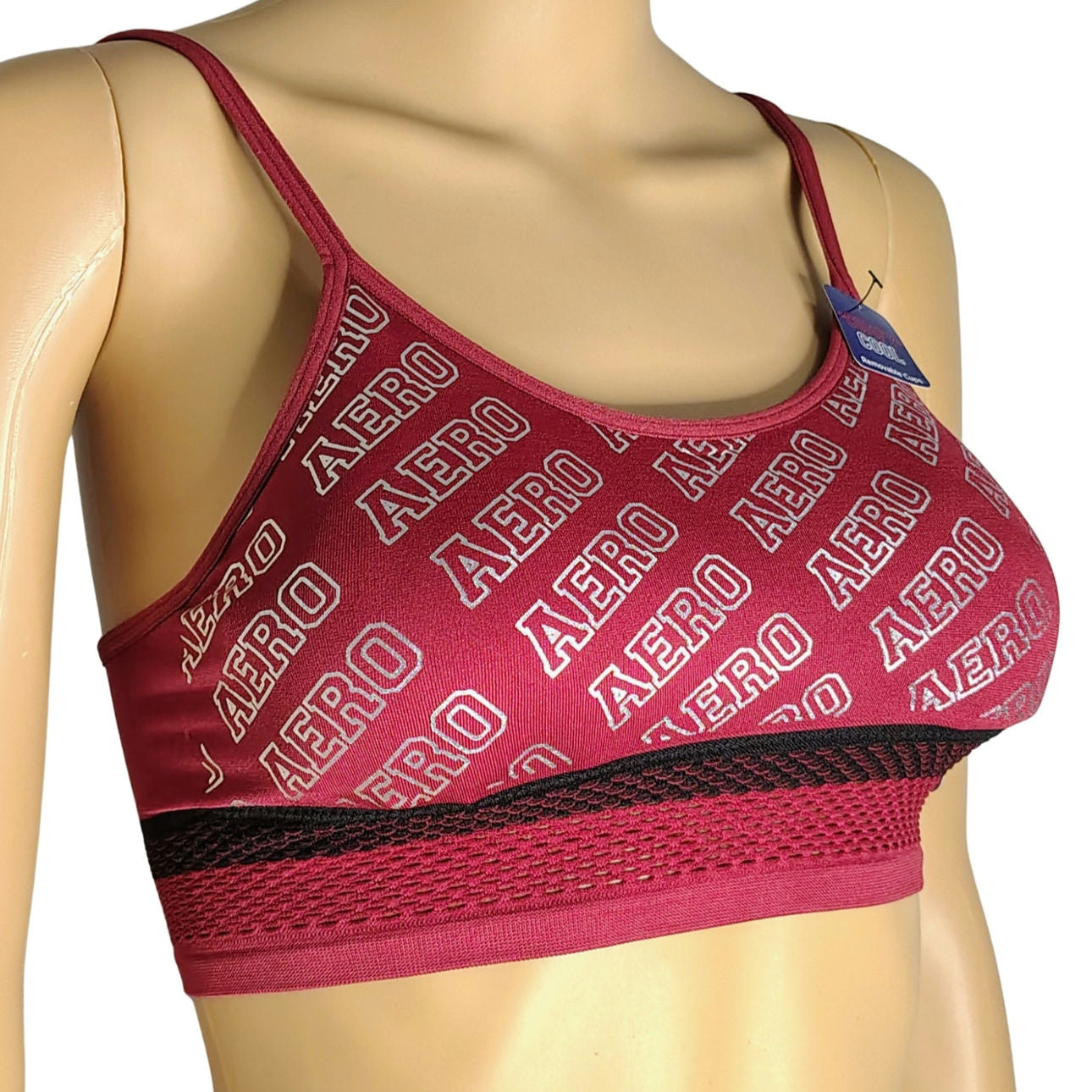 Burgundy Comfy Cool Aeropostale Removable Cups Sports Bra Size Medium Juniors