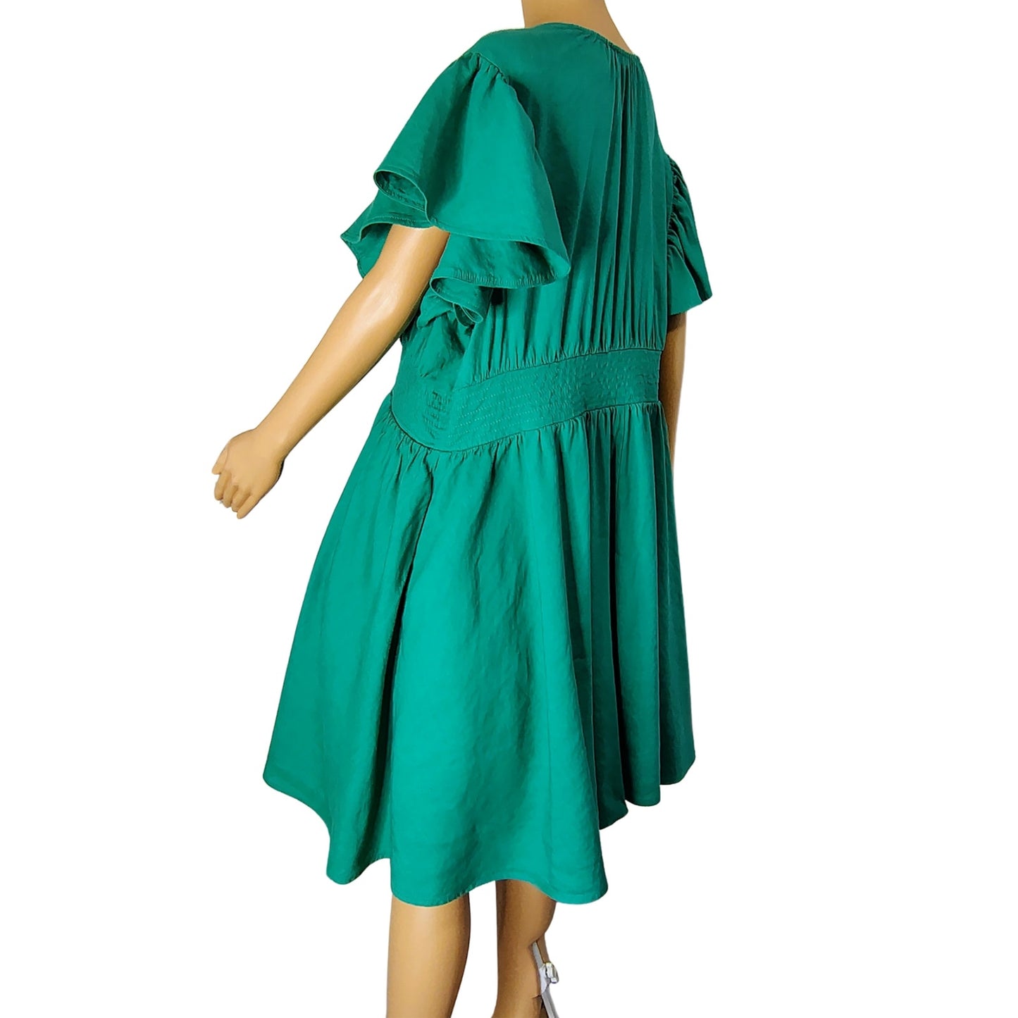 Green Nordstrom Chelsea 28 Fit & Flare Midi Short Ruffle Cap Sleeve Dress Size 2X