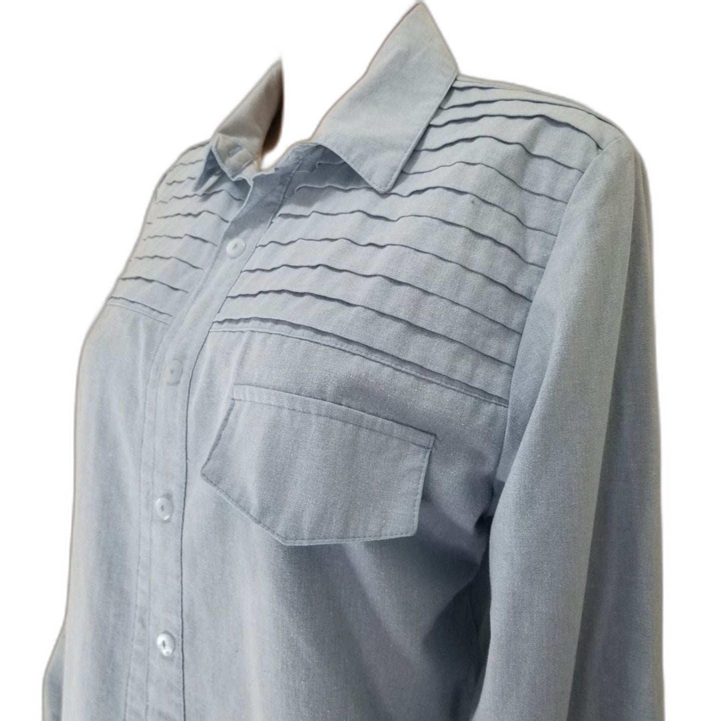 80s Vintage Tapestry Button Up Cowboy Western Style Blue Collar Shirt Size Small