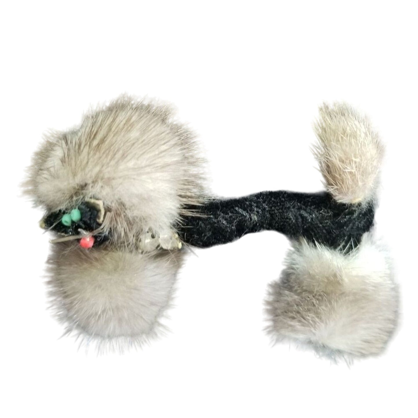 1950s Poodle MCM Authentic Real Mink Brooch Pin Beaded Face Estate Jewelry