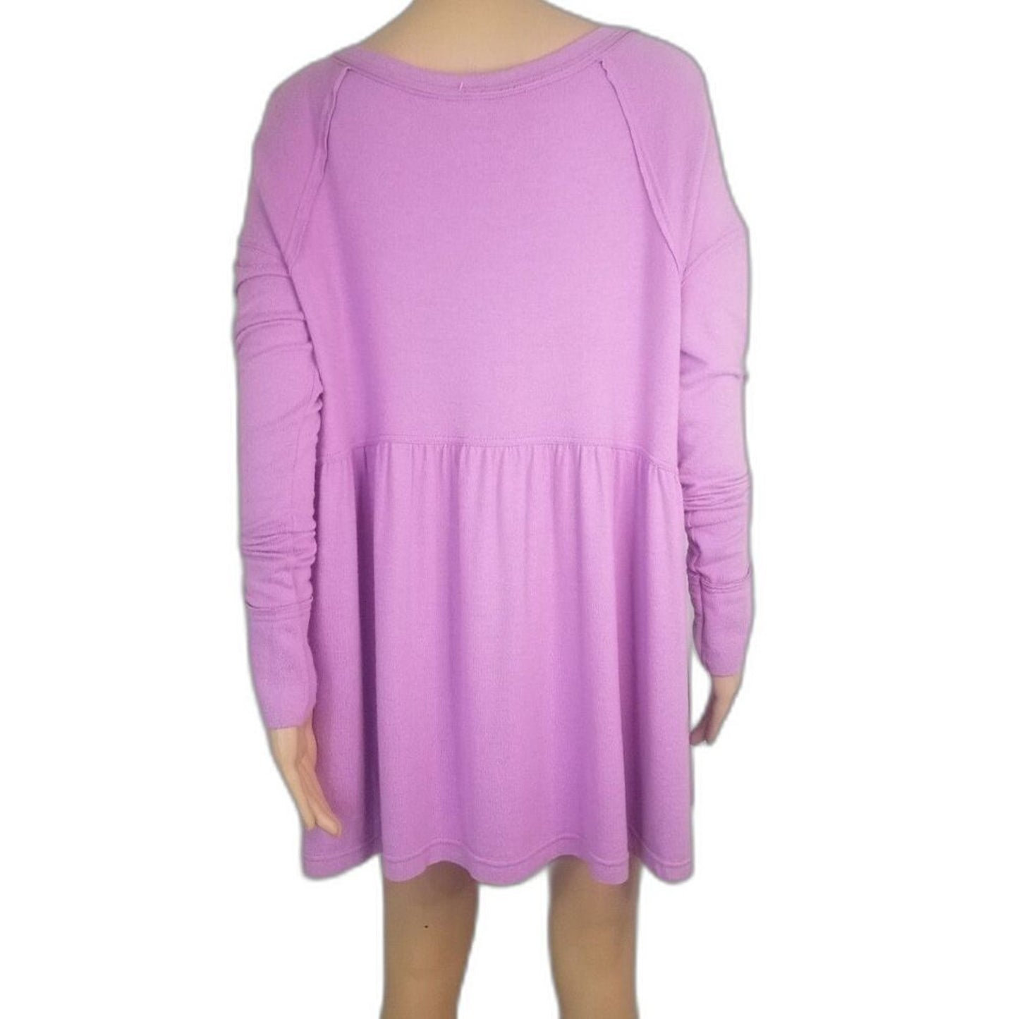 Loose fit Plum Lilac Wide Fit Baby Doll Top Box Cut Long Sleeves Med Free People