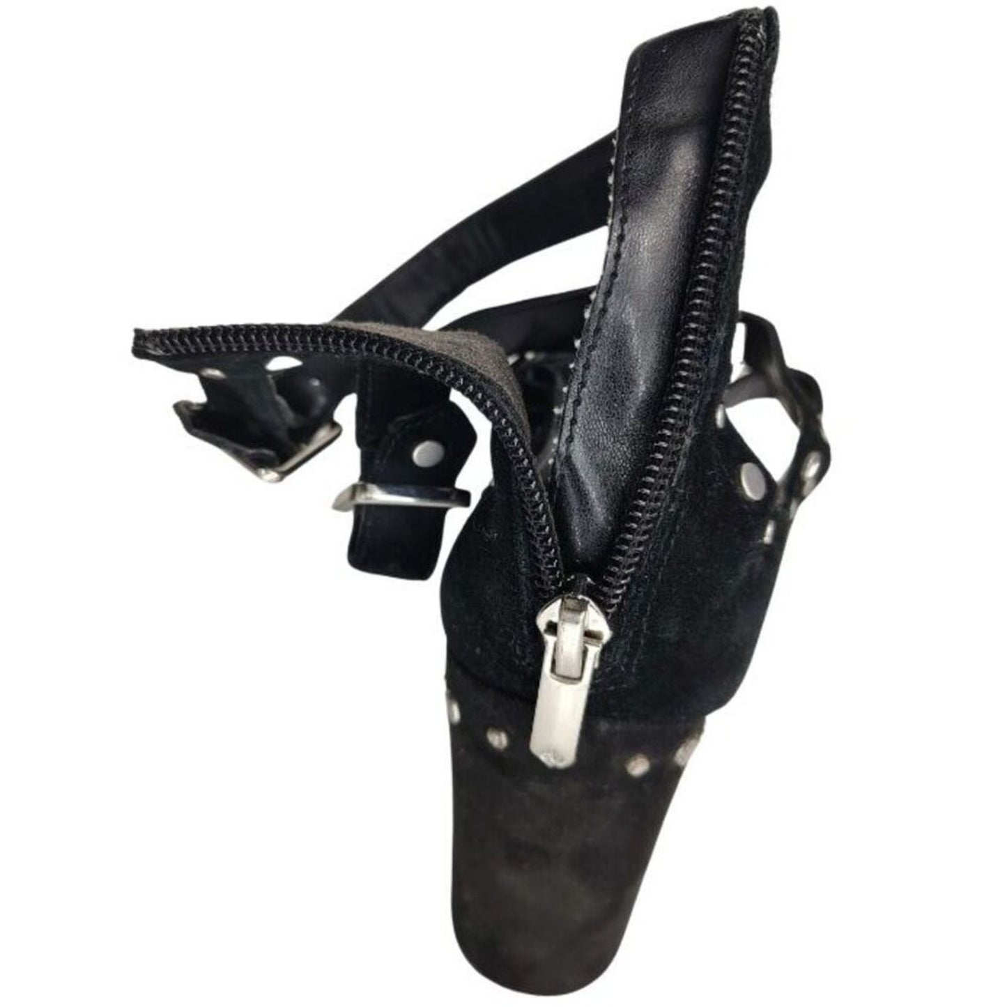 Strappy Studded Black Suede Leather Sam Edelman York Sandal High Heels Size 7
