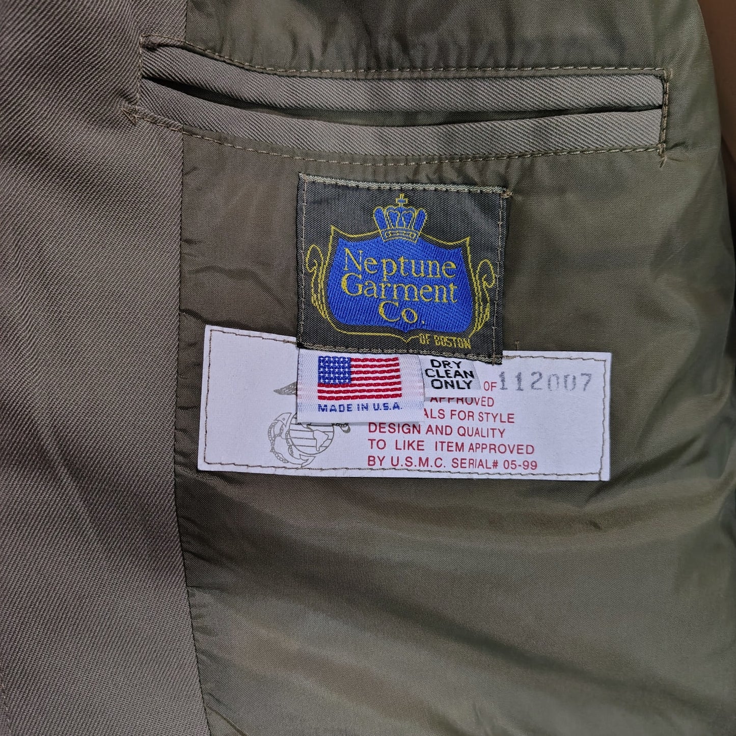 USMC Tanker Zip Up Bomber Jacket Neptune Garment Co. Epaulets Lined 36 Short