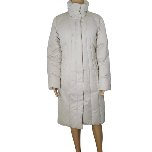 Calvin Klein Beige Performance Women's Puffer Coat Jacket Rollaway Hood Size Medium
