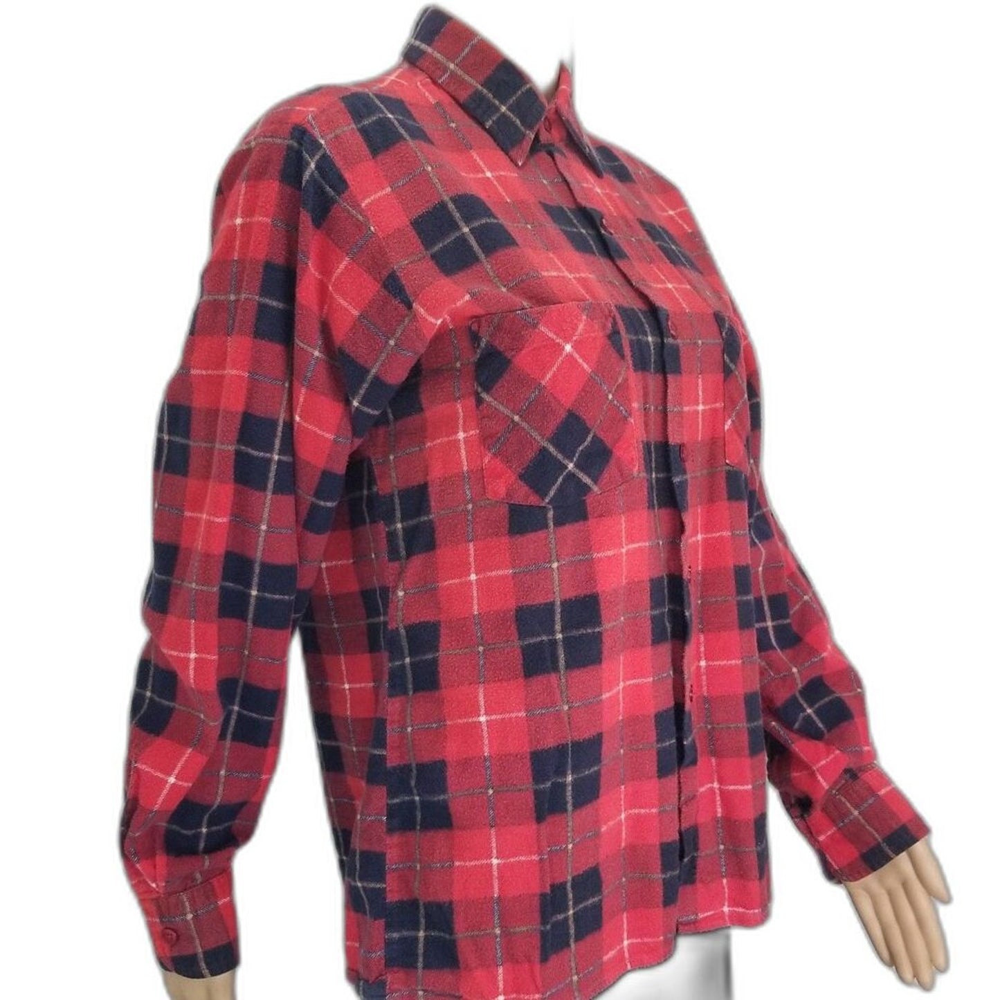 Vintage Dry Goods Cowboy Western Red Black Plaid Button Up Shirt Men Size Medium