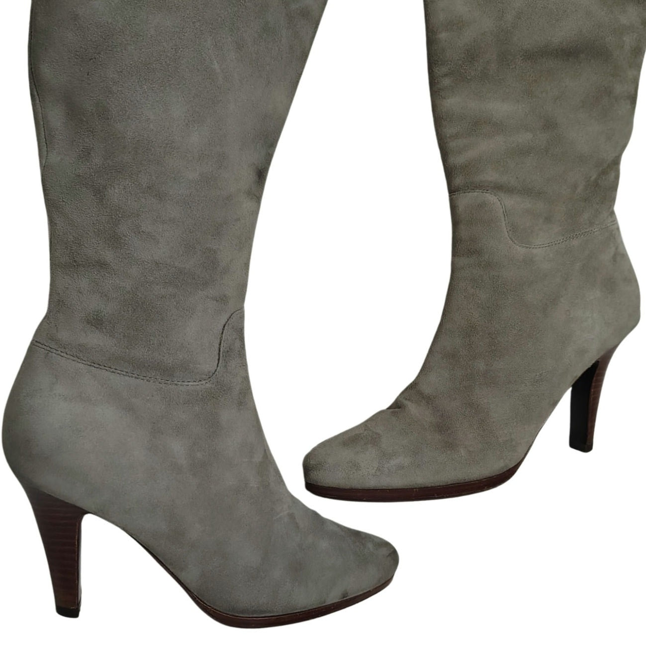 Leather Cole Haan Nike Collaboration Gray Suede Tall Zip Up Boots Size 7.5 AA