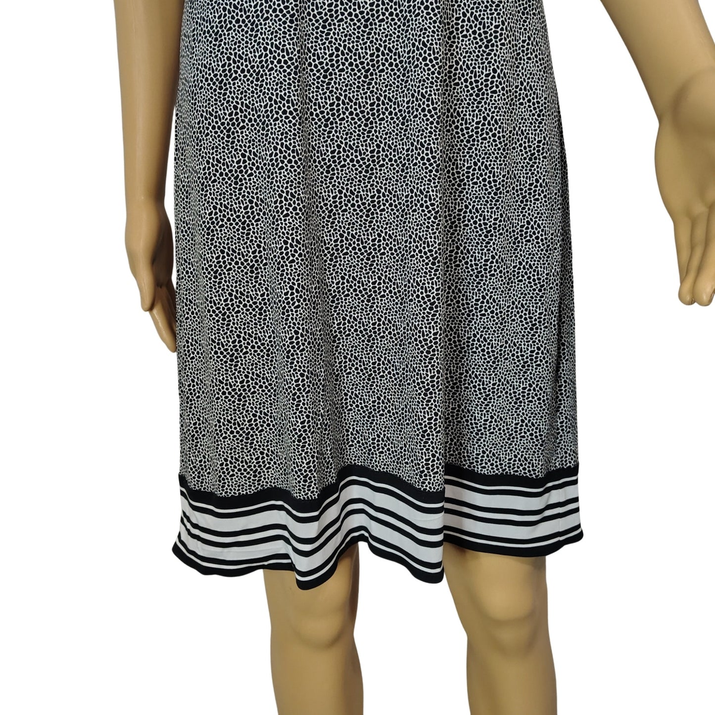 Michael Kors Short Sleeve Black White Midi Sheath Dress Stripes Size Small