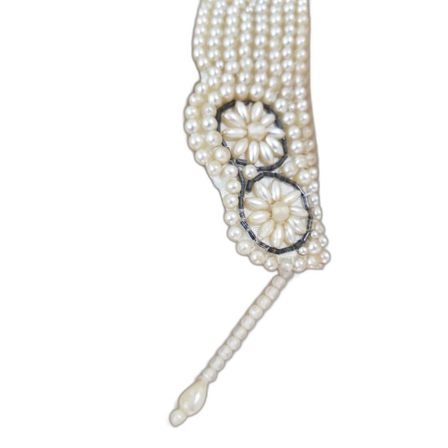 Vintage Cream Truly Regal Art Craft Faux Pearl Floral Collar Necklace Dangling