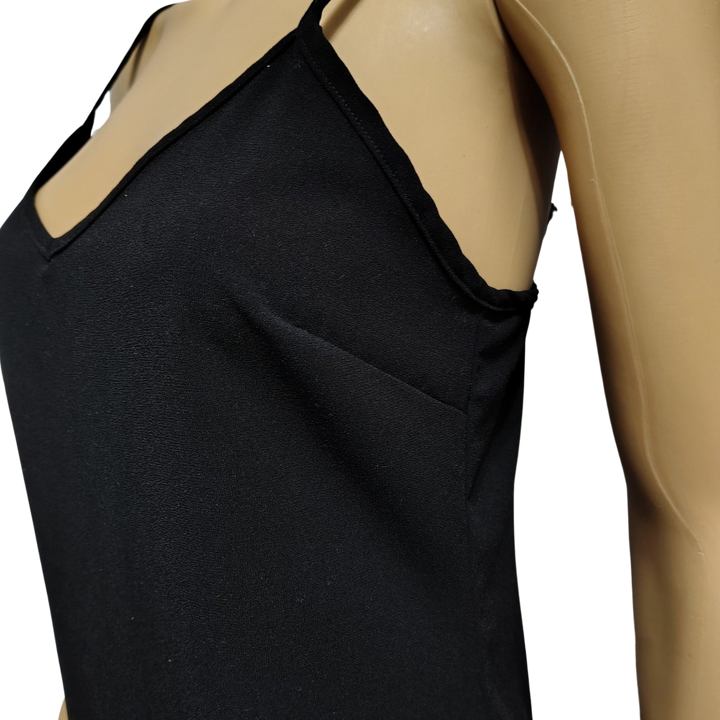 REISS Black Short Slip Dress Adjustable Spaghetti Straps V Neckline Size XS