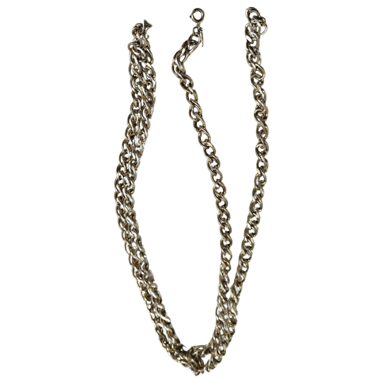 30s 40s Crown Trifari Gold Long Chain Link Opera Length Statement Necklace