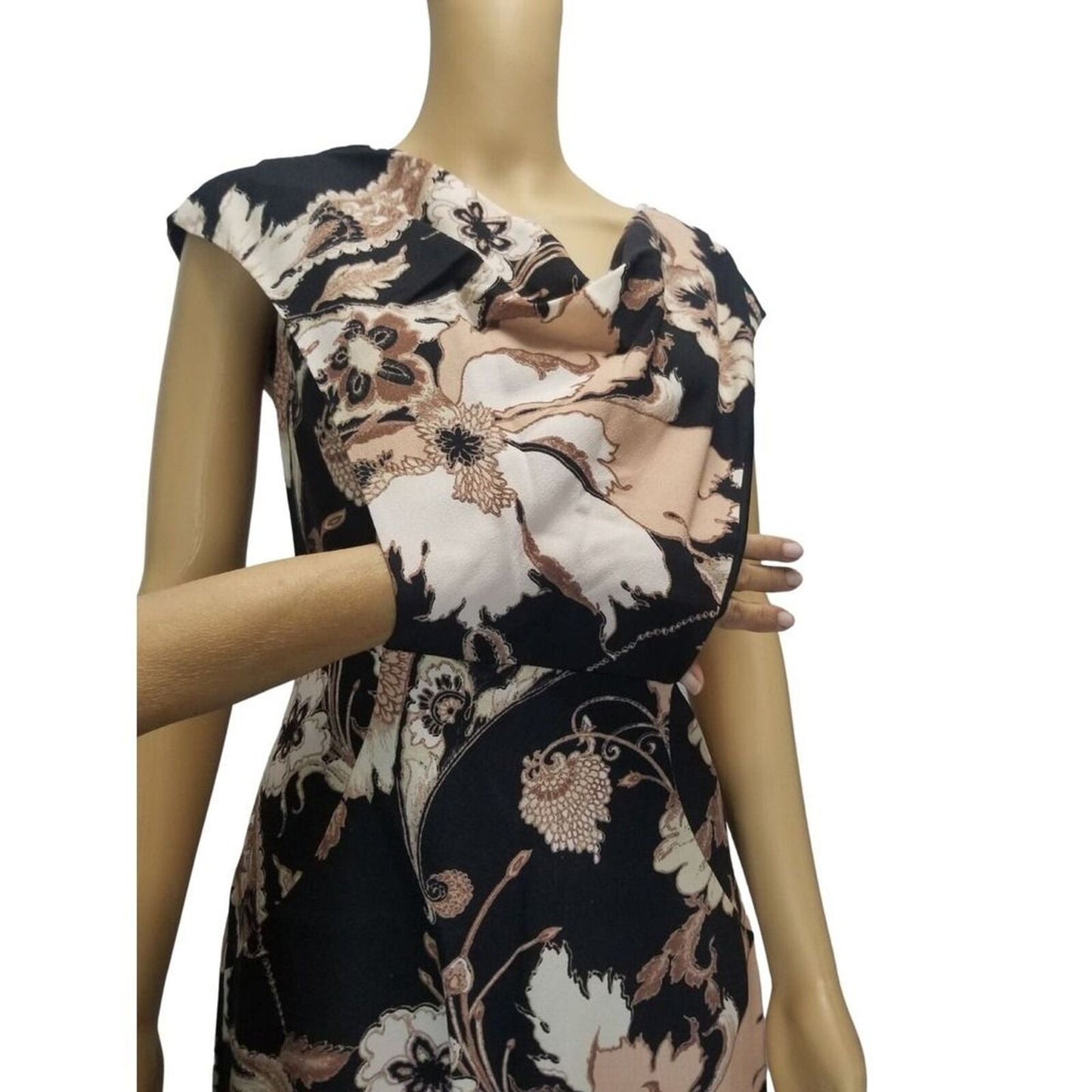 ETRO 42 Floral Print Bodycon Midi V Neck Sleeveless Front Pocket Dress Size 6