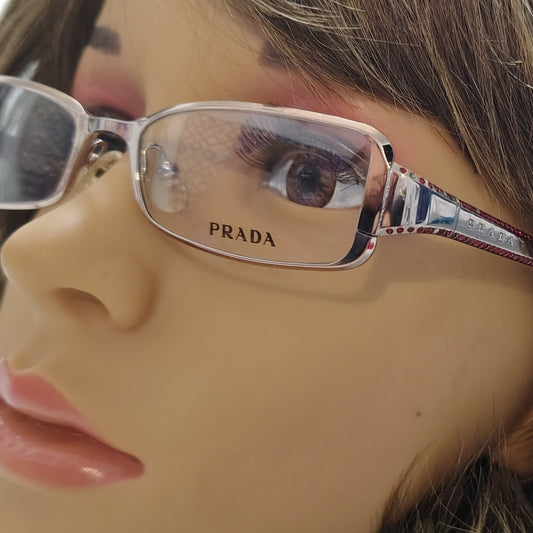 PRADA Sleek Fit Eye Glasses Specs VPR 66F 51017 3Bh-101 135 Gold Rimmed Frames