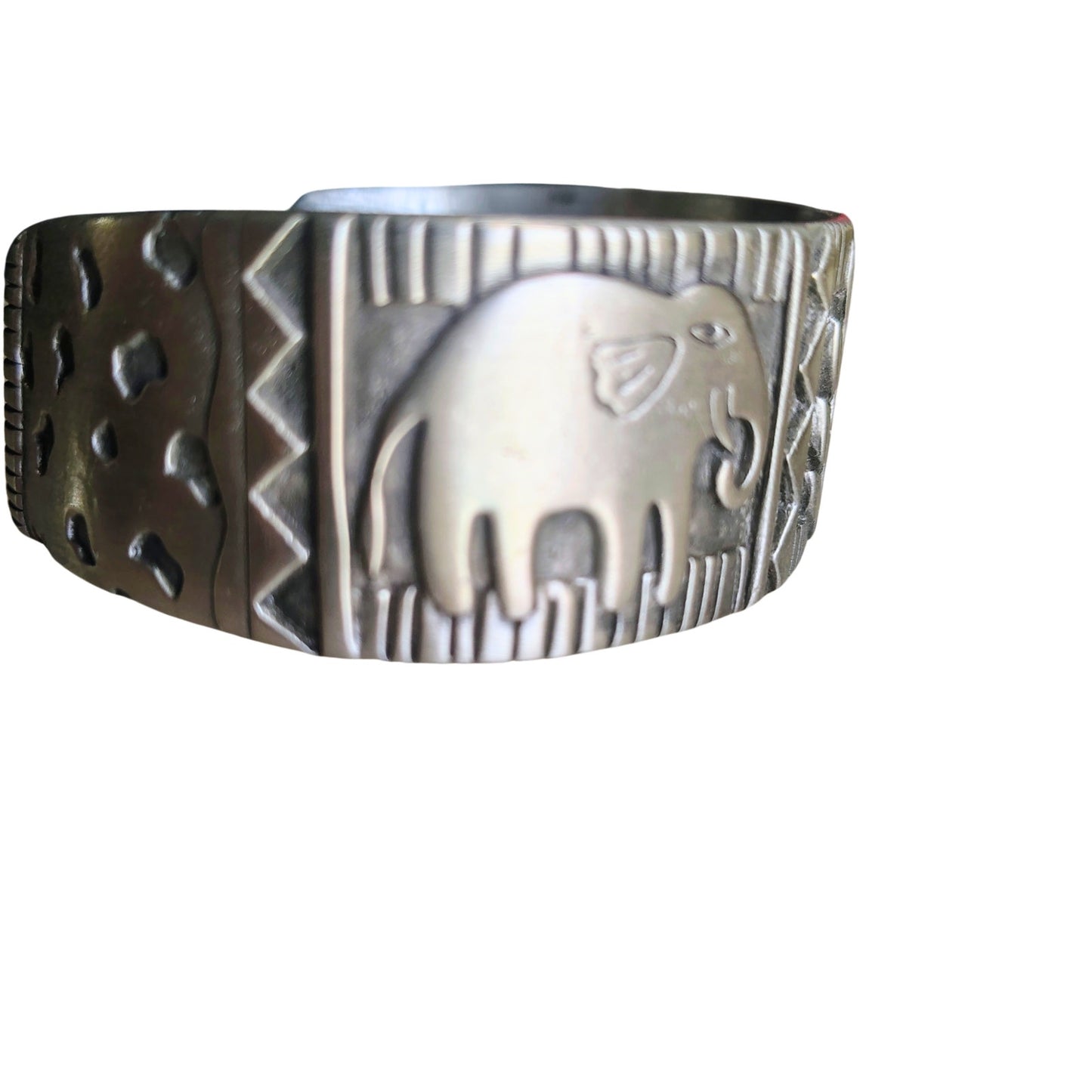 J B Hunt Wild Kingdom Cuff Bracelet Elephant Zebra Designer Vintage Wearable Art