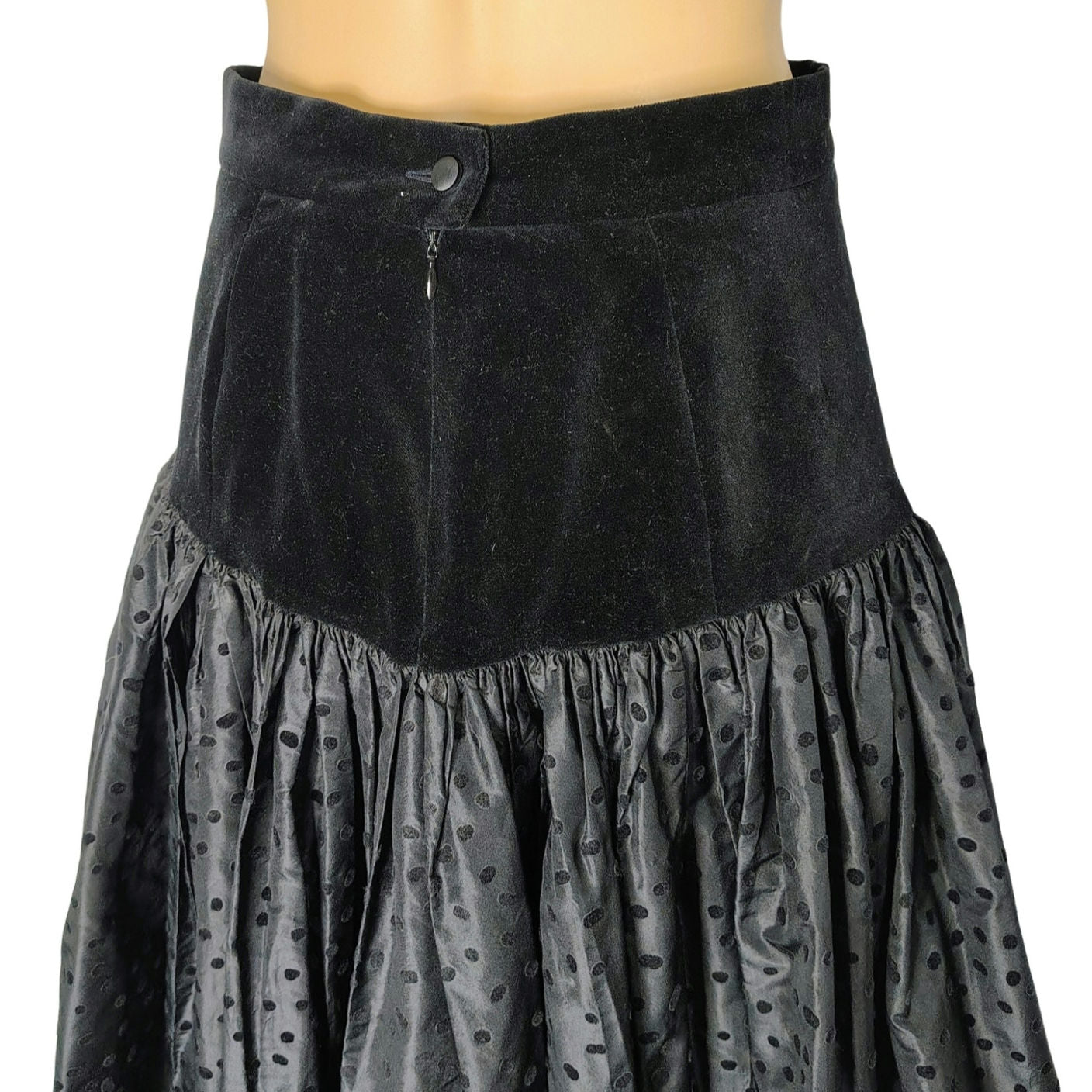 80s Escada Black Polka Dot Fit Flare Bubble Skirt Vintage Margaretha Ley Size 4