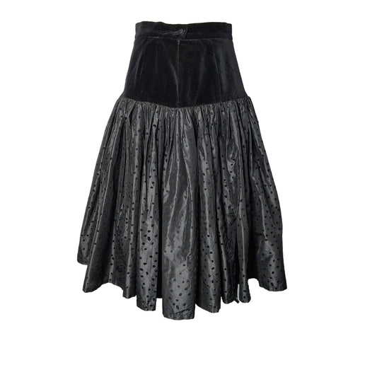 80s Escada Black Polka Dot Fit Flare Bubble Skirt Vintage Margaretha Ley Size 4