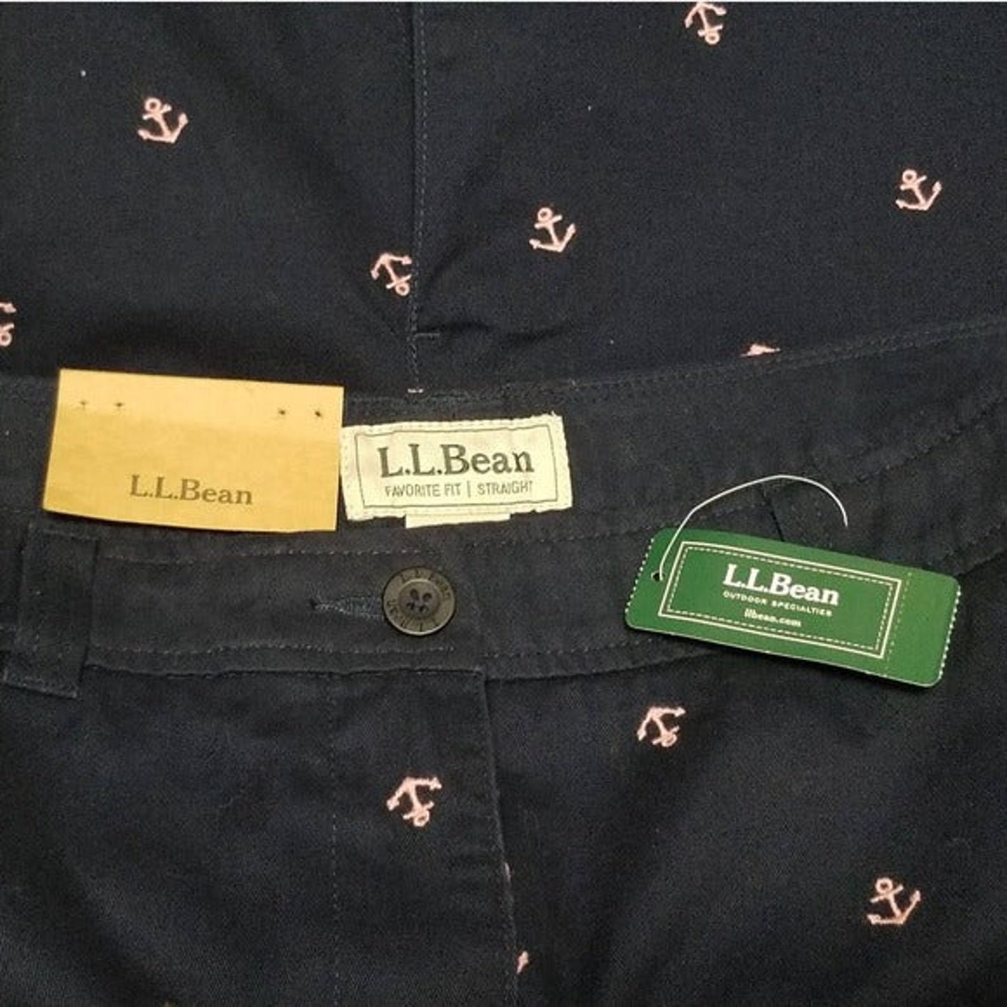 Embroidered Pink Anchors Blue Pencil Skirt L.L. Bean Nautical Size Petite 16