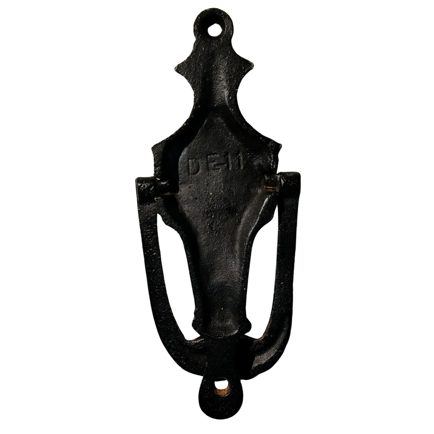 Narrow Black Hand Painted Cast Iron Amish Pennsylvania Dutch Doorknocker [Vintage}