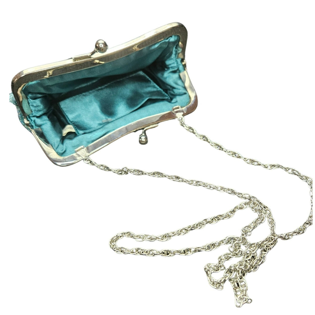 Blue Glass Beaded Butterfly Clutch Crossbody Convertible Bag Evening Formal Bags