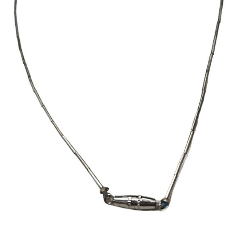 1970s Sterling Silver Liquid + Turquoise Stones Bohemian Hippy Necklace