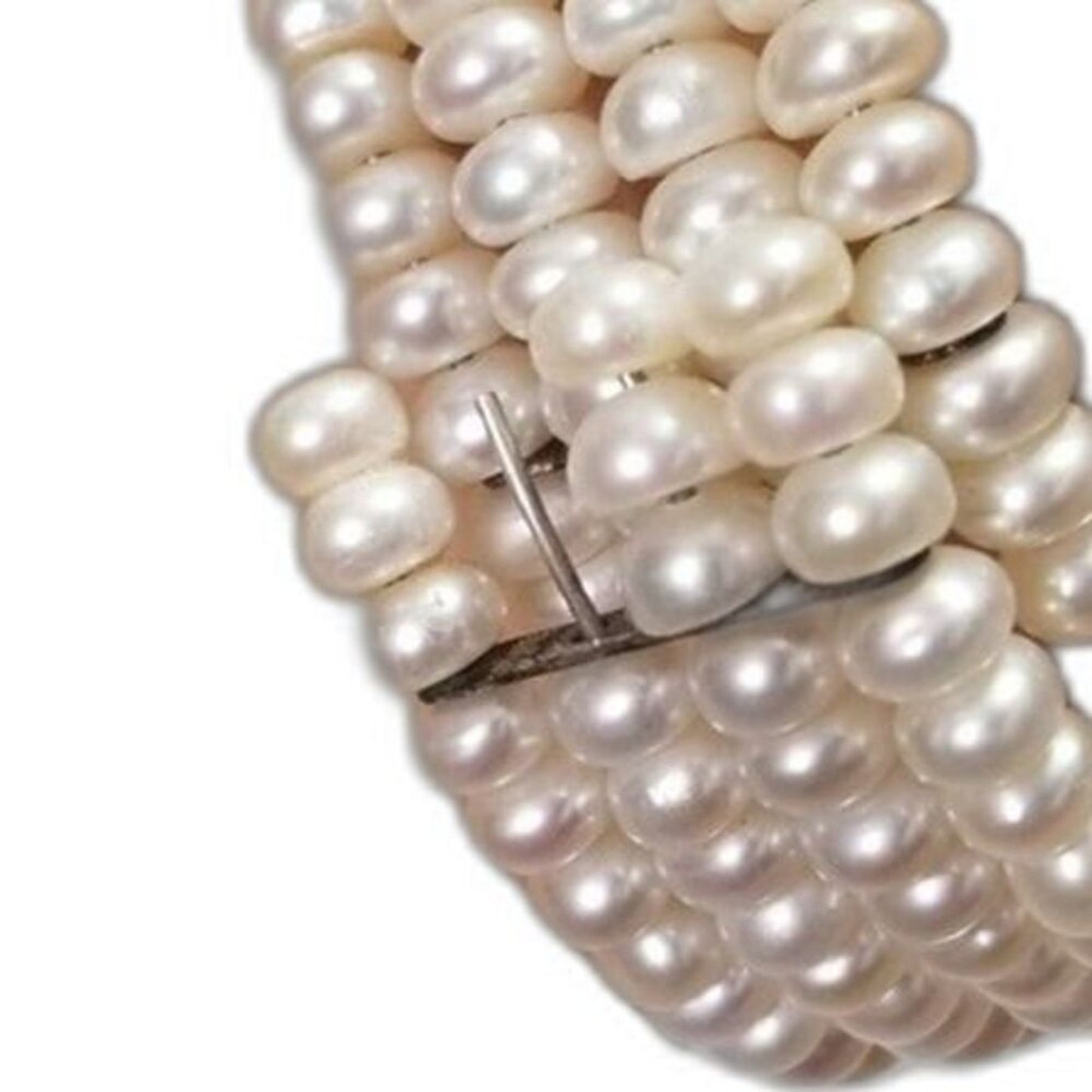 Bridal Set Vintage Pearl Gems Choker Four Strand Memory Wire Matching Bracelet