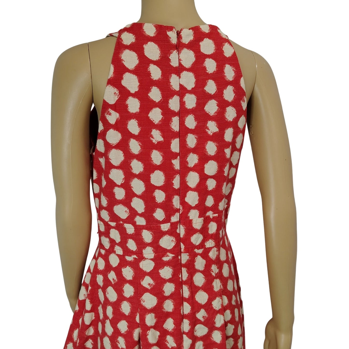 Orange Cream Bodycon Polka Dot Fit & Flare Racer Back Midi Dress Eliza J Size 6