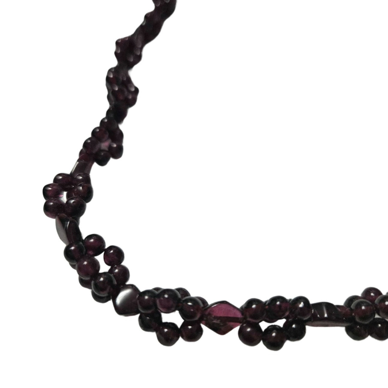 Rhodolite Garnet Round Clusters Diamond Beaded Gemstone Opera Necklace 36"