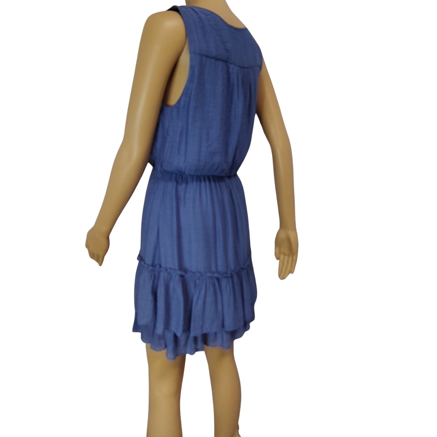 B. Darlin Women Blue Elastic Waist A-Line Ruffled Hemline Short Dress Size 5/6