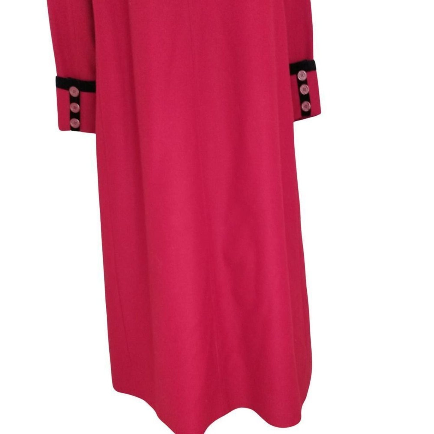 80s Long Red 100% Wool Coat Harve Benard Button Down Trench Size 12 New