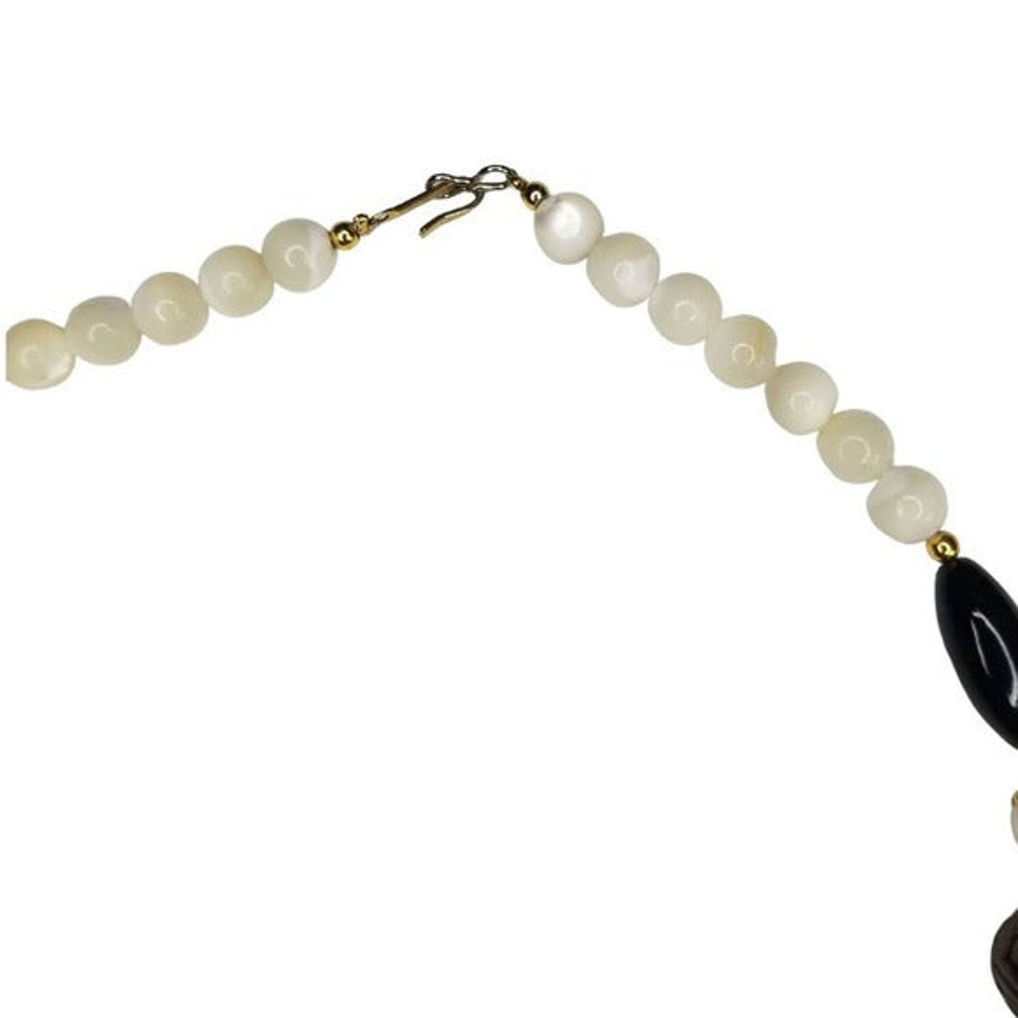 Panda Mom & Baby Pendant Beaded Necklace Mother of Pearl VINTAGE Jewlery