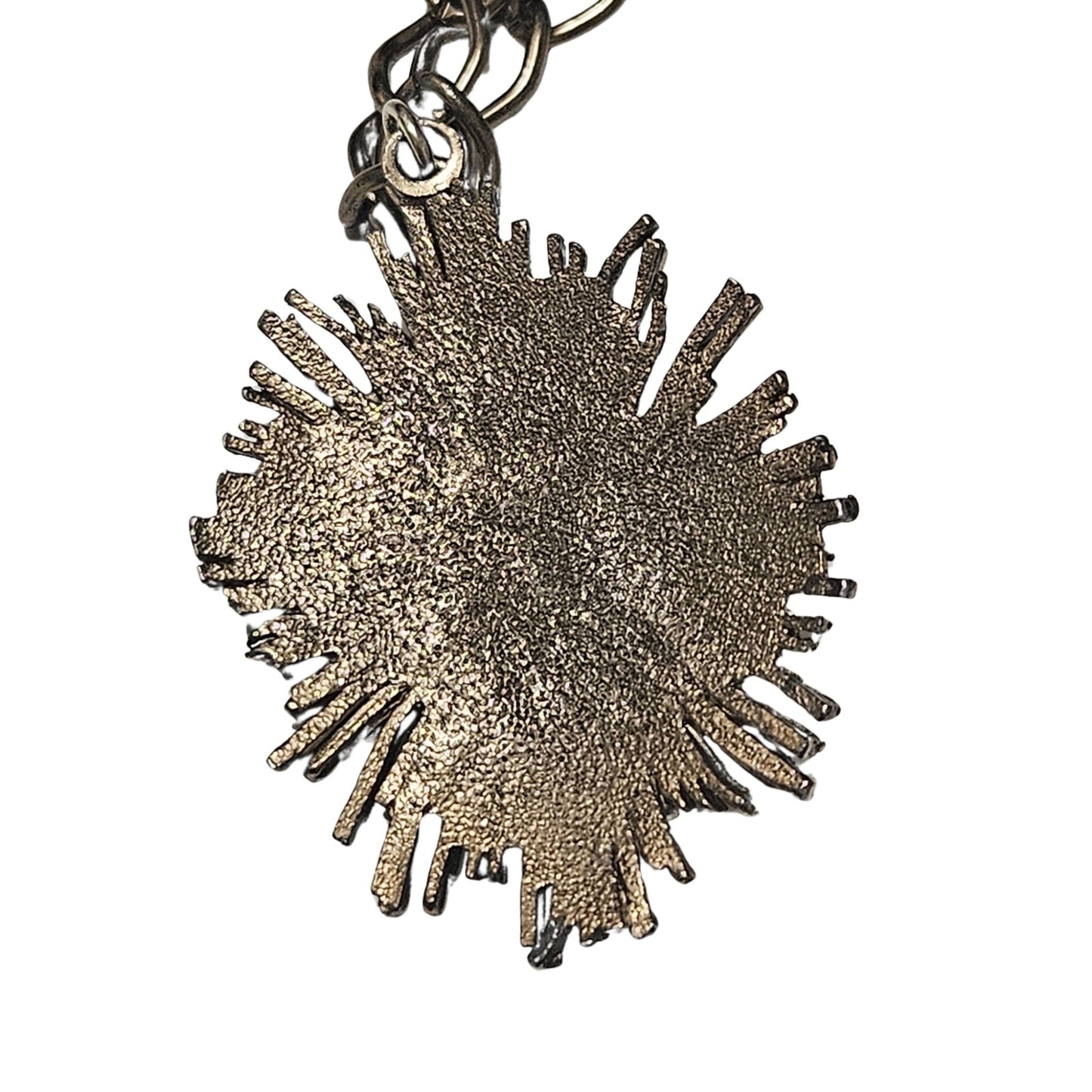 1970s Sunburst Pendant Pink Cabachon Center Stone Large Linked Chain Necklace