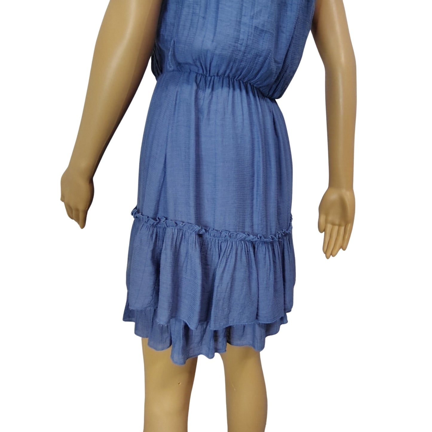 B. Darlin Women Blue Elastic Waist A-Line Ruffled Hemline Short Dress Size 5/6