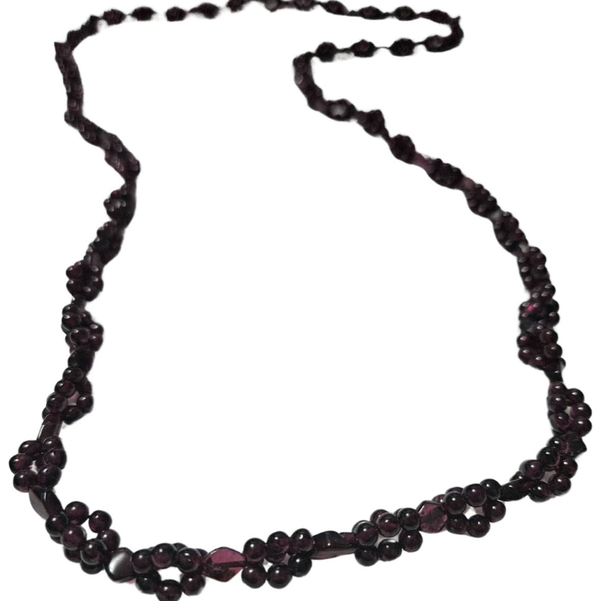 Rhodolite Garnet Round Clusters Diamond Beaded Gemstone Opera Necklace 36"