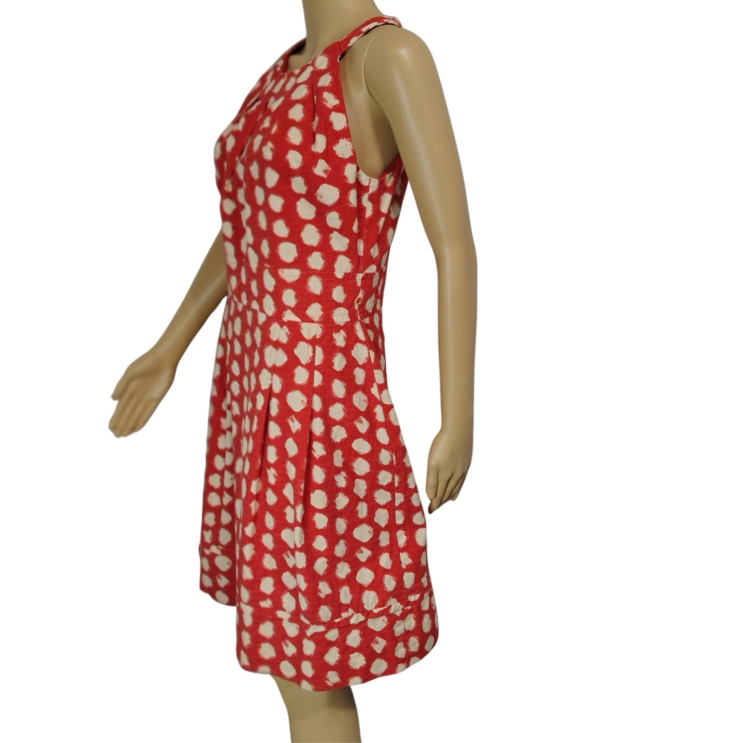 Orange Cream Bodycon Polka Dot Fit & Flare Racer Back Midi Dress Eliza J Size 6