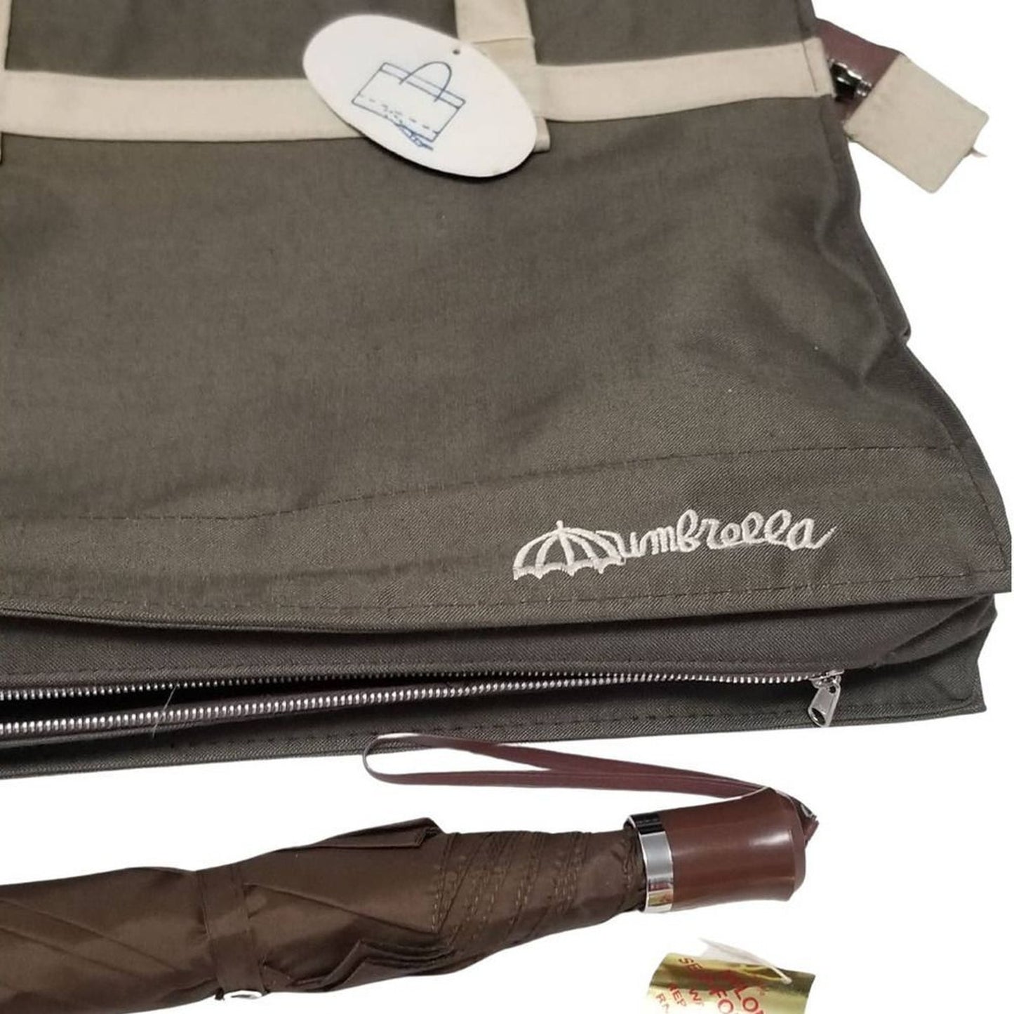 Vintage Green Umbrella Tote Bag Designed by Duebbert Rain Bag New with tags