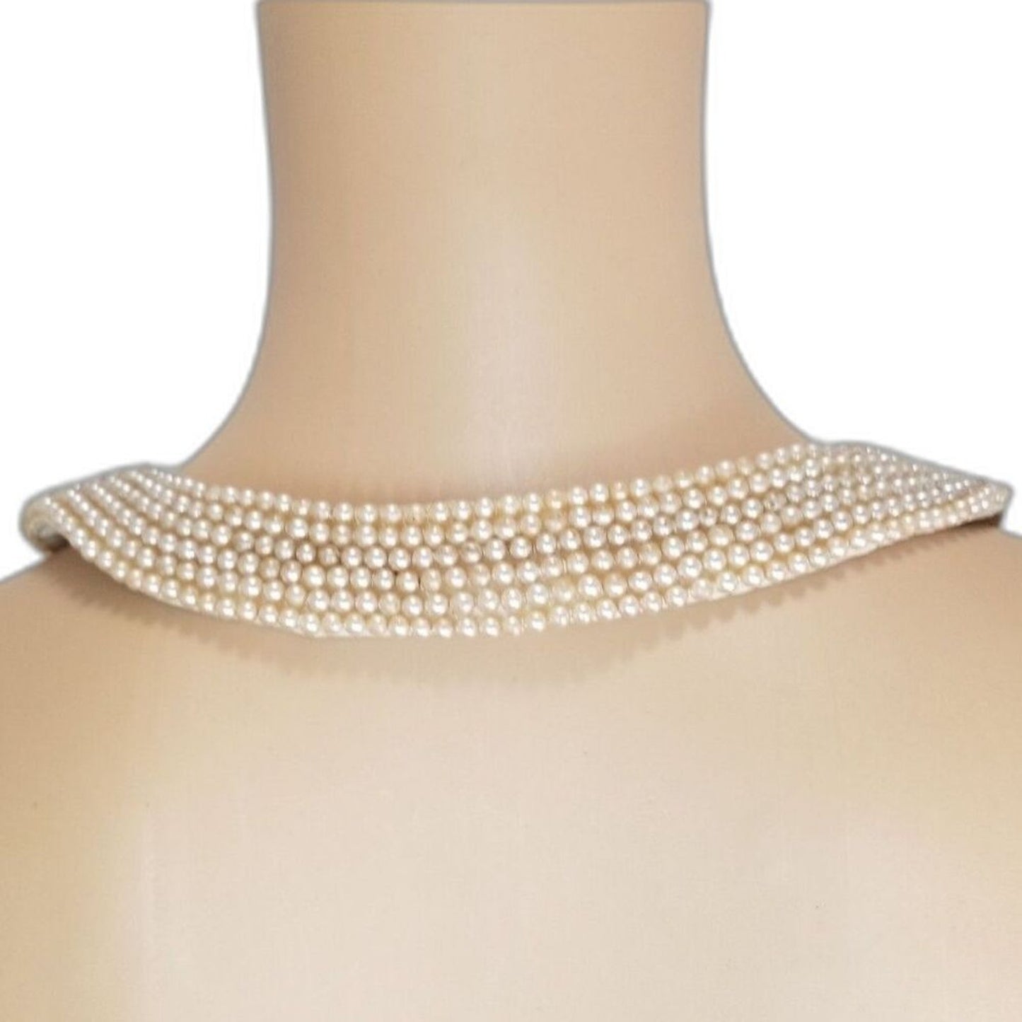 Vintage Cream Truly Regal Art Craft Faux Pearl Floral Collar Necklace Dangling