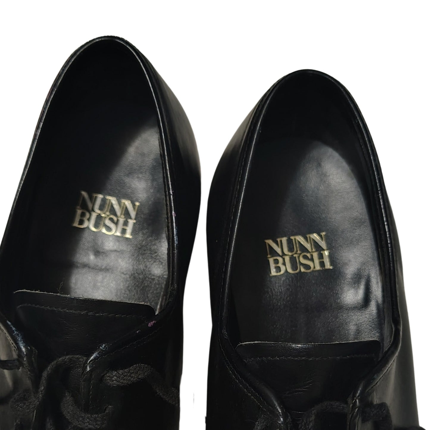 Nunn-Bush Black Leather Pointy Toe Lace Up Mens Dress Shoes Seam Detail Size 8 D