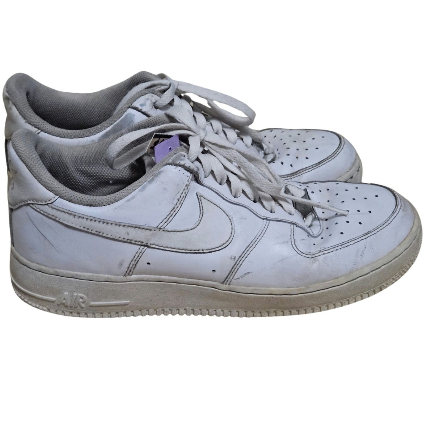 Nike Air Force 1 07 Triple White Lace Up Sneakers Tennis Used Size Men's US 12