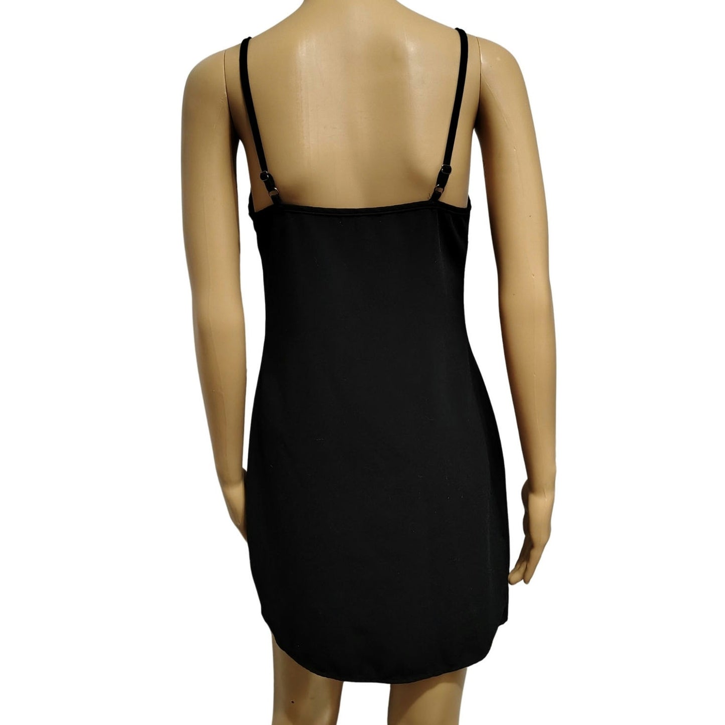 REISS Black Short Slip Dress Adjustable Spaghetti Straps V Neckline Size XS