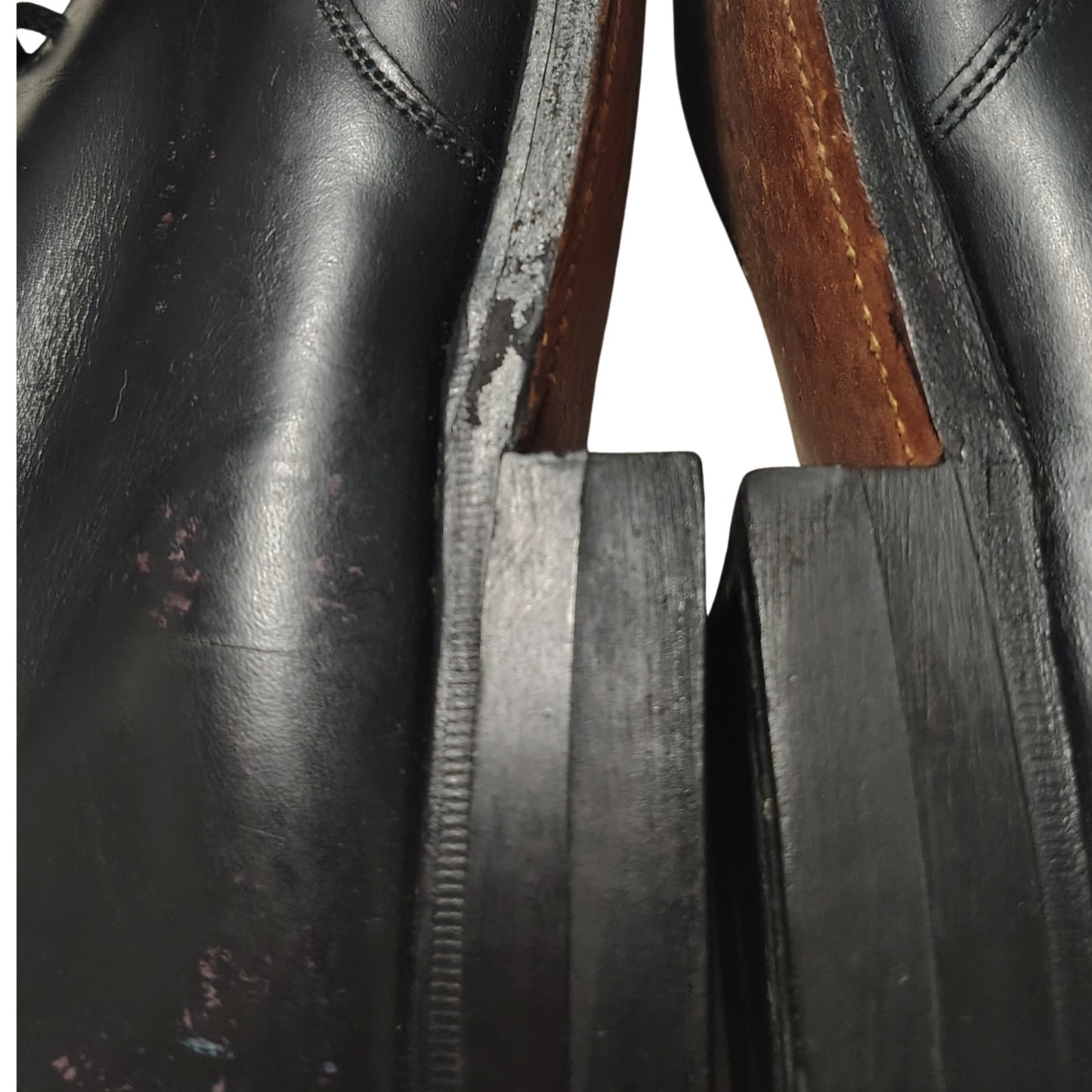 Nunn-Bush Black Leather Pointy Toe Lace Up Mens Dress Shoes Seam Detail Size 8 D