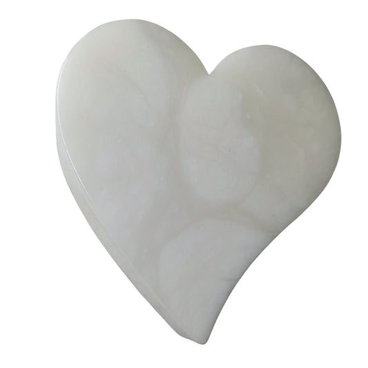 Off White Ducceschi Genuine Alabaster Trinket Dish Heart Keepsake Box Swivel Top