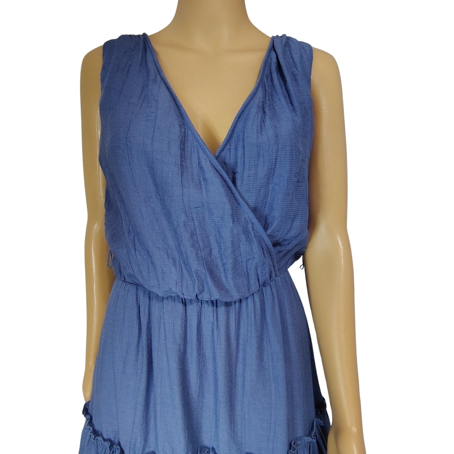 B. Darlin Women Blue Elastic Waist A-Line Ruffled Hemline Short Dress Size 5/6