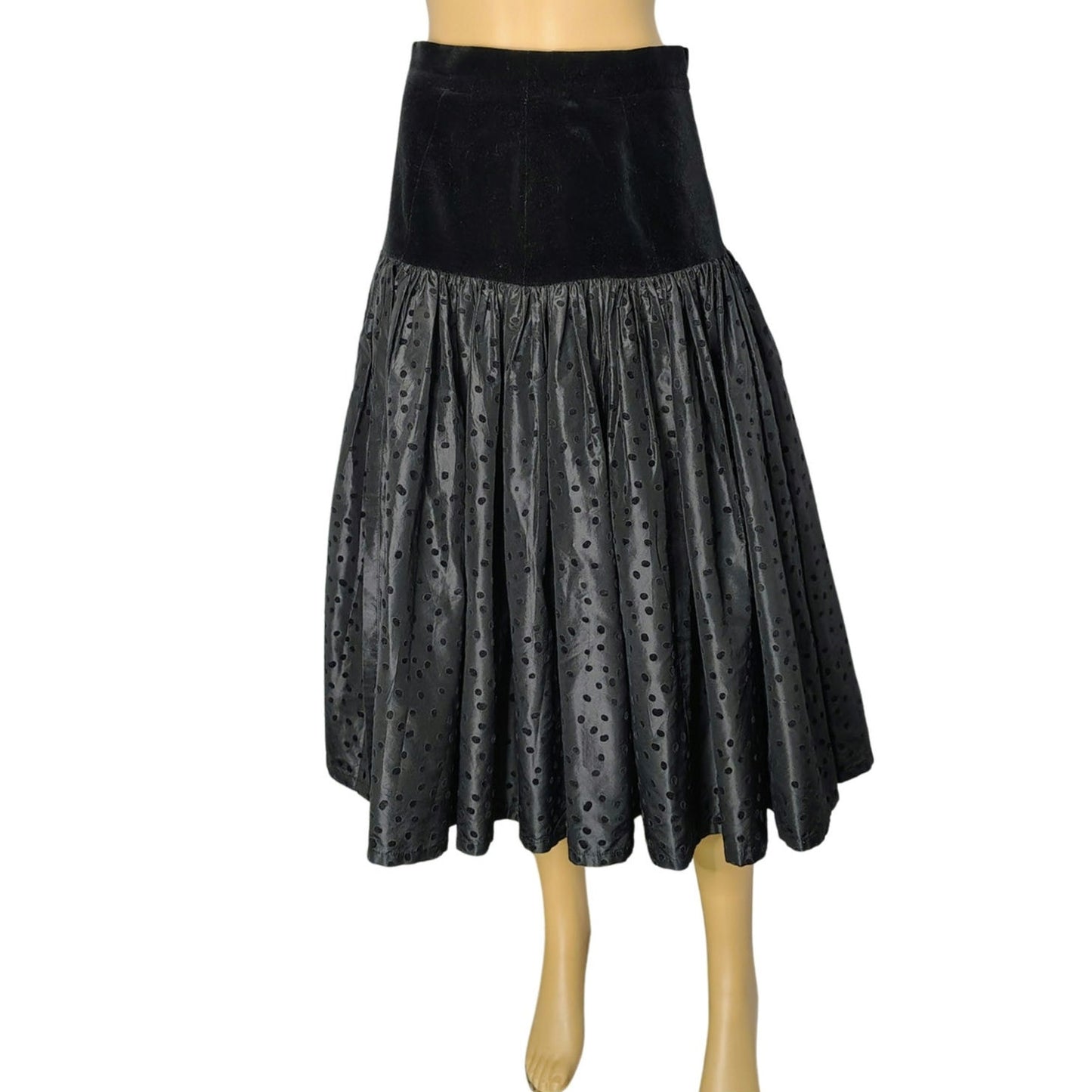 80s Escada Black Polka Dot Fit Flare Bubble Skirt Vintage Margaretha Ley Size 4